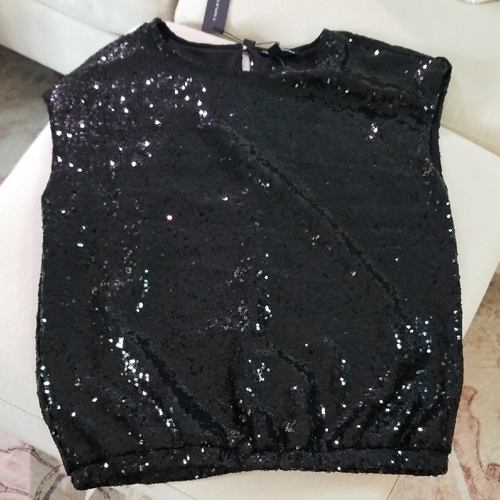 Cable & Gauge Black Sequin Sleeveless Top